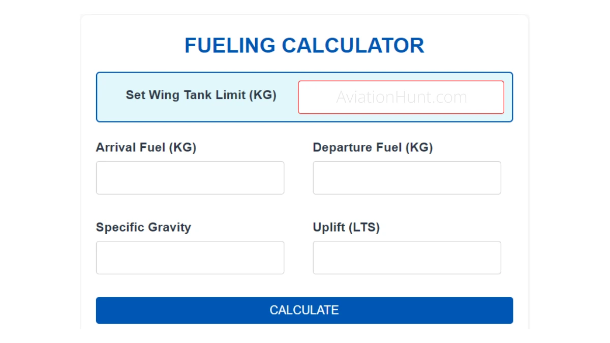 Aircraft Fueling Calculator - A320 / B737 - AviationHunt